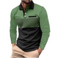 thumbnail image 2 of RXIRUCGD Hommes Décontracté Uni à Rayures à Boutons Manches Longues Col Rabattu Blouse Chemise Hauts, Vert, Taille : M, 2 of 5