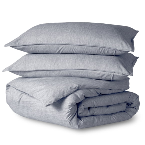 Bare Home Luxury Duvet Cover and Sham Set - Premium 1800 Collection - Ultra-Soft - Oversized Queen, Heather Midnight Blue, 3-Pieces