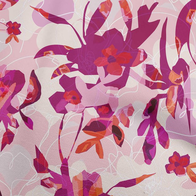 oneOone Georgette Viscose Fuschia Pink Fabric Abstract Ink Texture Craft Projects Decor Fabric Printed By The Yard 42 Inch Wide