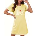 thumbnail image 4 of Chemises de Nuit pour Femmes Vêtements de Nuit Chemises de Sommeil pour Femmes Manches Courtes Chemises de Nuit pour Dormir Nuisette à Enfiler Douce Mignonne Imprimée Robe de Nuit Robes pour Femmes Vêtements de Nuit Robe de Pyjama Jaune G, 4 of 5