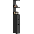 thumbnail image 1 of HOMCOM Narrow Bathroom Floor Cabinet with Drawer, Open Shelves, Black, 1 of 10