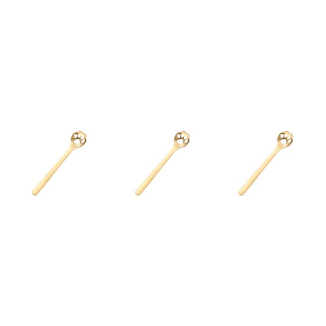 Ruiboury Exquisite Stainless Steel Mixing Spoon For Tea Essential For Tea Lovers Essential For Tea Drinking Stainless Steel Spoon Cat's Claw gold 1 3Set
