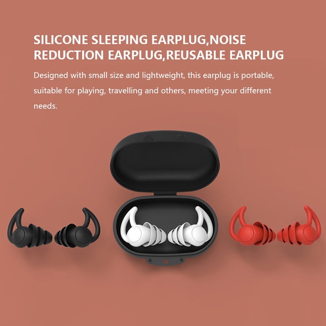 Sleeping Earplugs Silicone Earbuds Noise Reduction Sleeping Earplug; Noise Reduction Reusable Earplugs for Office Home, Red, 3 Layers
