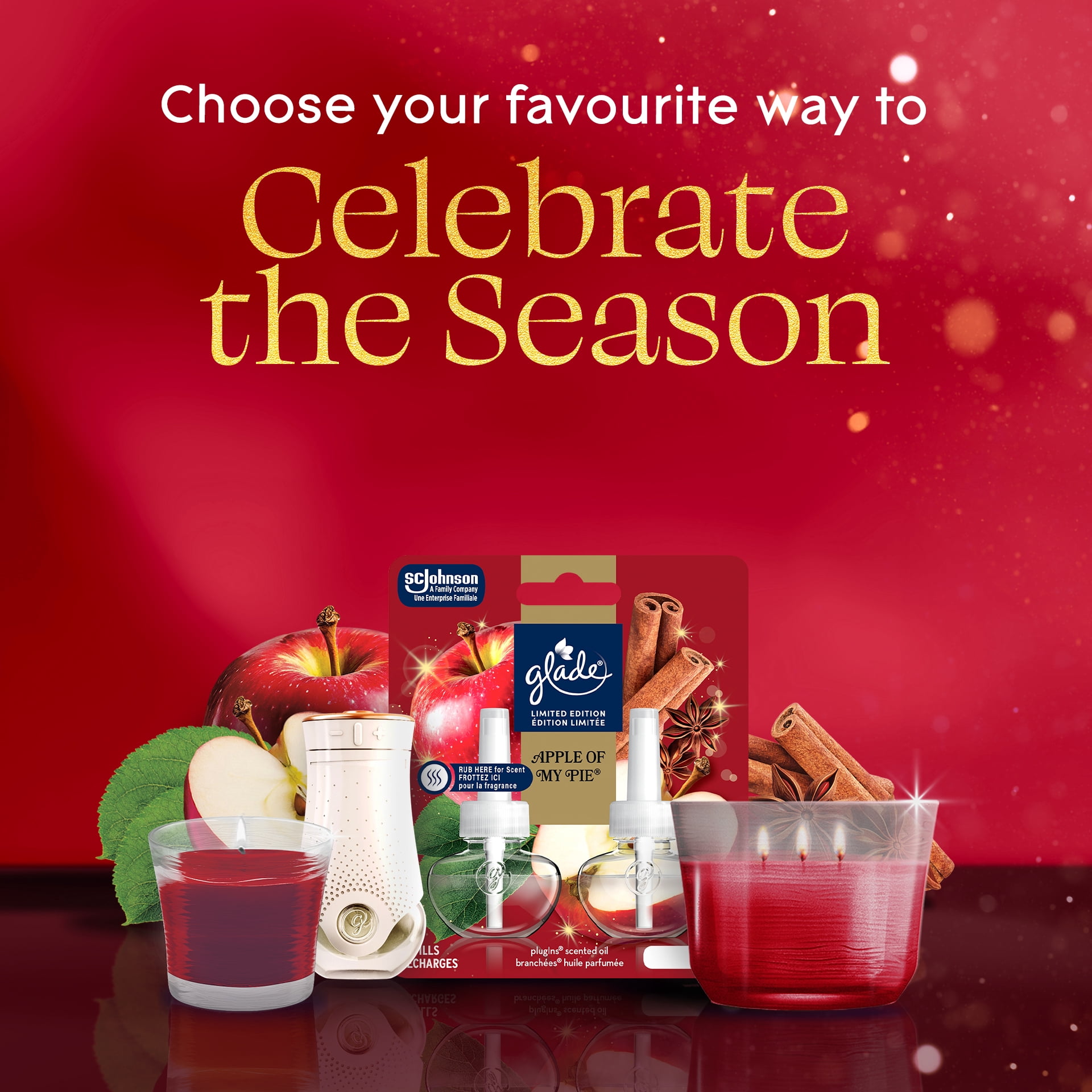 Glade Plugins® Air Freshener Scented Oil Kit, Apple of my Pie™, 1 Warmer 1 Refill