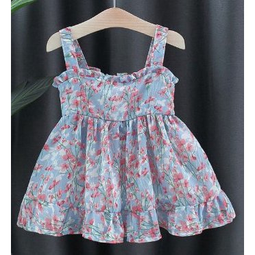 Baby Girls Floral Chiffon Dress Summer Princess Sleeveless Dress