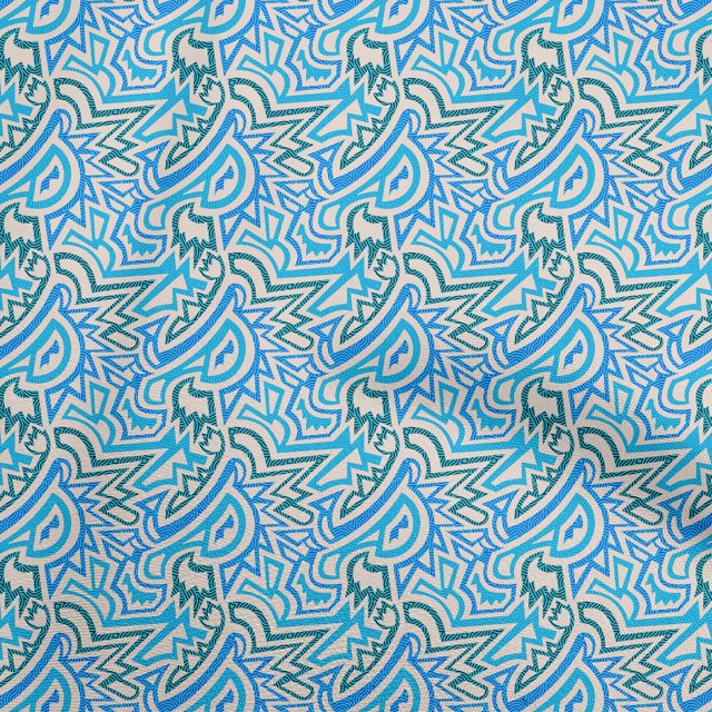 oneOone Polyester Spandex Medium Blue Fabric Abstract Sewing Craft Projects Fabric Prints By Yard 56 Inch Wide
