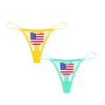thumbnail image 1 of Varsbaby Woman's G-String Thongs with National Flag Pattern 2 Pack, 1 of 4