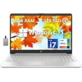 thumbnail image 1 of HP Portable à Écran Tactile FHD de 15,6 Pouces, Processeur Intel Core i7 1255U, 16 Go de RAM, SSD PCIe de 1 To, Graphiques Intel Iris Xe, Pavé Numérique, Wi‐Fi 5, Caméra HD, Windows 11, Argent, Carte USB Hotface de 32 Go, 1 of 7