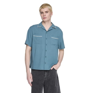 No Boundaries Men's Short Sleeve Piped Shirt