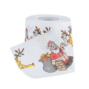 Papier de salle de bain Noël Imprimé Maison Santa Claus Toilettes Rolls Papeterie Decor Tissu de Noël 170 Feuilles Papier toilette