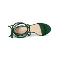 thumbnail image 4 of BLISSFUL STEP Women's Open Toe Lace up Sandals Mid Block Heels Sandals Green 5, 4 of 7