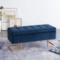 thumbnail image 1 of Imperial Tufted Double Ottoman With Studs And Gold Base (Navy), 1 of 2