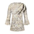 thumbnail image 5 of Meichang Chemisiers Boutonnés pour Femmes 2024 Tunique Plissée Manches 3/4 Évasées Chemise Décontractée à Imprimé Floral Blouse Évasée Douce Extensible Fendue Col en V T-Shirts Haut pour les Vacances, 5 of 5