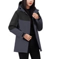 thumbnail image 3 of Sentmoon Waterproof Jacket Plus Size Hooded Neck Long Sleeve Women Winter Coats Zipper Color Block Windproof Clothes for Women with Pockets Fall and Winter Active for Running and Hiking, 3 of 9