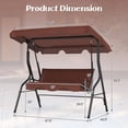 thumbnail image 2 of Costway Patio 3 Seats Canopy Swing Glider Hammock Steel Frame Cushioned Backyard Coffee, 2 of 10