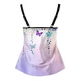thumbnail image 4 of NIEWTR Womens Tankini Top Crew Neck Swimsuits Modest Tummy Control Bathing Suit Spaghetti Straps Swim Tank Top(Light Purple,S), 4 of 5