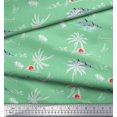 thumbnail image 3 of Soimoi Green Modal Satin Fabric Palm Tree & Sunset Beach Print Fabric by the Yard 42 Inch Wide, 3 of 3