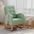 thumbnail image 1 of BeesClover Nursery Rocking Chair, Modern Glider with High Backrest and Sturdy Wooden Legs, Comfortable Accent Rocker for Living Room, Bedroom, Nursery Furniture, Easy Assembly, 1 of 8