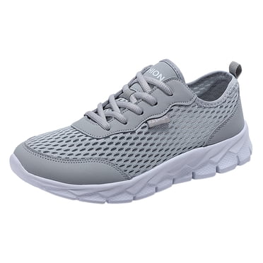 Sneakers for Men Men Summer Lightweight Breathable Mesh Shoes Running Shoes Mesh Shoes Lace Up Large Size Casual Sneakers Male Shoes(Grey,8.5)