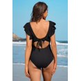thumbnail image 4 of Charmo Ruffle Ribbed Maternity Swimsuit One Piece High Waisted Pregnancy Bathing Suits Push Up Swimwear, 4 of 6