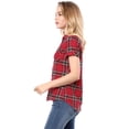 thumbnail image 4 of INSPIRE CHIC Chemise à Carreaux pour Femme en Coton Style Boyfriend à Boutons devant à Manches Courtes, 4 of 6