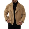 thumbnail image 1 of Dagegui Short Coats for Men Stylish Notch Lapel Zip Up Peacoat Solid Color Business Work Outwear Fall Clothes Khaki S, 1 of 4