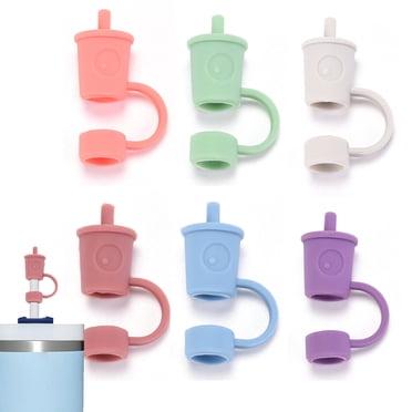 6Pcs Straw Covers Cap Fitting,8mm Silicone Straw Topper with Handle, Straw Caps Reusable Straw Tip Cover Suited Straw Accessories