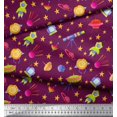 thumbnail image 3 of Soimoi Poly Georgette Fabric Spaceship,Star & Telescope Cartoon Decor Fabric Printed Yard 42 Inch Wide, 3 of 3