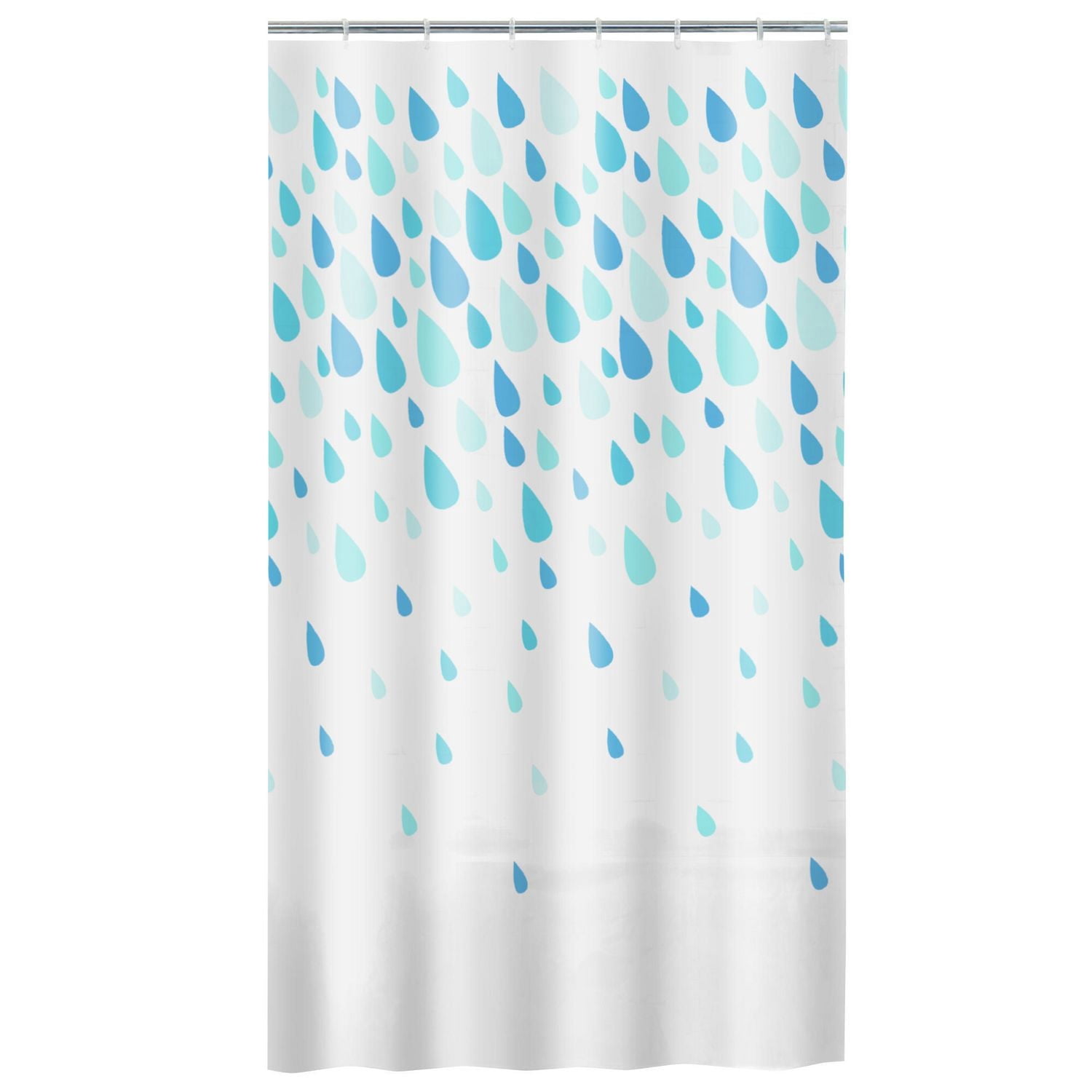 Rideau de douche en PEVA imperméable Raindrops Mainstays, 178 x 183 cm, bleu aqua