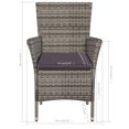 thumbnail image 4 of vidaXL 3 Piece Bistro Set Poly Rattan Grey, 4 of 5