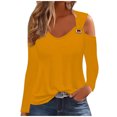 thumbnail image 1 of Yuyuzo Womens Tunic Tops Cold Shoulder Long Sleeve Shirts Loose Solid Color Lightweight Tee Tops, 1 of 5
