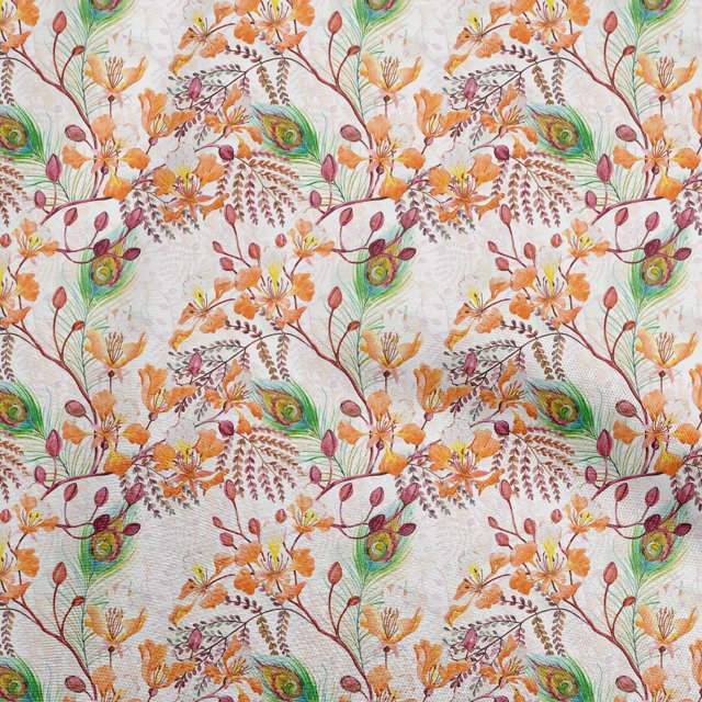 oneOone Polyester Spandex Dark Peach Fabric Florals Sewing Material Print Fabric By The Yard 56 Inch Wide