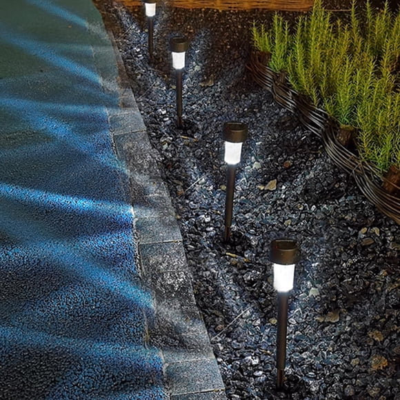 CNKOO Lumières Solaires Extérieures, Lot de 10, Piquets Solaires en Acier Inoxydable Étanches pour Allée, Jardin, Cour, Sentier, Entrée, Pelouse, Patio, Décoration Extérieure