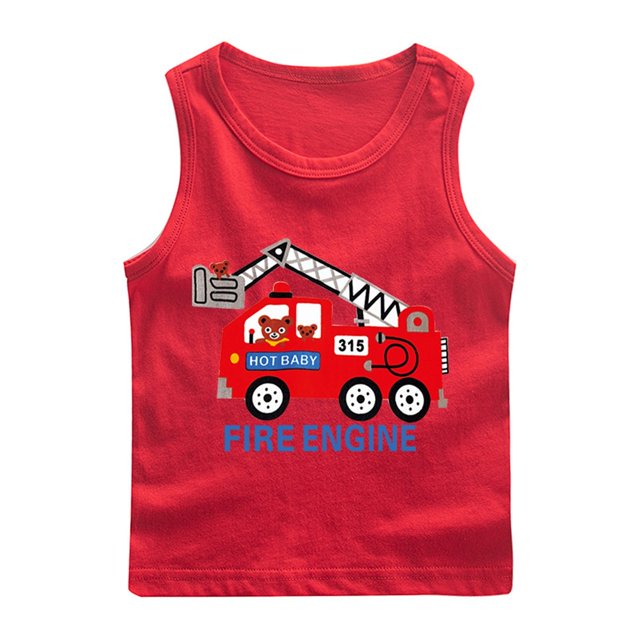RXIRUCGD 2025 Vêtements d'Été pour Enfants Chemise de Base à Col Rond Sans Manches pour Garçons