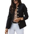 thumbnail image 1 of Innerwin Business Jackets V Neck Women Blazers Work Solid Color Slim Fit Cardigan Jacket Black 2XL, 1 of 2