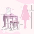 thumbnail image 4 of Qaba Coiffeuse pour Enfants avec Miroir et Tabouret, Design Nuage, Tiroir Rose, 4 of 11