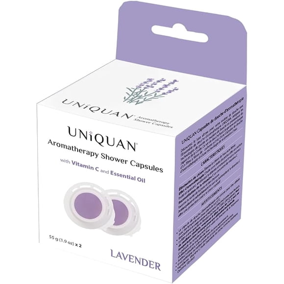 UNIQUAN Aromatherapy Shower Capsule Replacement (2pcs), Essential Oil, Vitamin C Replenishment, Nourishes Skin & Hair - Lavender