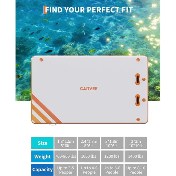 Quai flottant gonflable, plateforme de quai gonflable 10 x 10 pieds, tapis de quai flottant