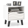 thumbnail image 1 of Gymax Nightstand w/ Drawer 3D Wavy Pattern & Open Shelf Small Sofa Couch Side Table, 1 of 10