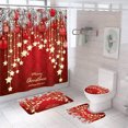 thumbnail image 2 of Transemion Curtain Bathroom Deco Christmas Shower Curtain Set Anti-Rust Metal Buttonhole Application Bathroom 4-piece, 2 of 6