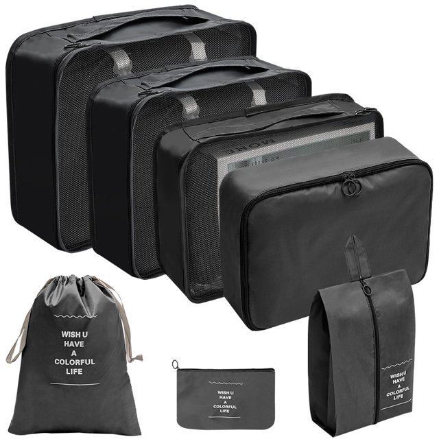 7/8/9/10pcs/Set Packing Cubes, Lightweight Travel Luggage Organizer With Shoe Bag,