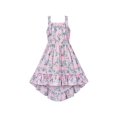 thumbnail image 1 of Girls Dress Hi-lo Cute Suspender Pink Flower Sleeveless Ruffle Hem 14 Years, 1 of 1