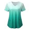 thumbnail image 1 of RXIRUCGD T-Shirts Col en V pour Femmes Mode Manches Courtes Uniformes de Travail Blouse à Poche Imprimée Hauts d'Été pour Femmes, 1 of 5