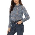 thumbnail image 4 of INSPIRE CHIC Chemise Boutonnée pour Femme à Petites Fleurs à Manches Longues Col en Pointe Haut de Bureau S Gris Bleu, 4 of 6