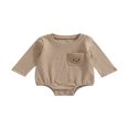 thumbnail image 1 of Barboteuse d'Automne pour Bébés Filles Garçons, Col Brodé d'Ours, Manches Courtes, Combinaison à Boutons-Pression, 1 of 6