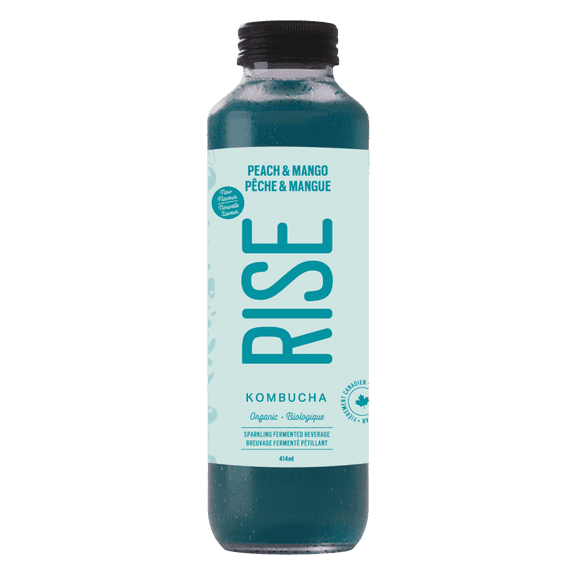 Kombucha pêche et mangue biologique Rise 414 ml