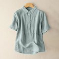 thumbnail image 2 of Sentmoon Women Summer Tops Collar Loose Linen Beach Tshirts with Button Breathable Solid Color Short Sleeve Summer Outfits for Women Fashion for Vacation L, 2 of 6