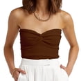thumbnail image 2 of Timegard Tube Top for Women Ruched Knot Sleeveless Slim Fitting Comfy Knit Tee Top Solid Color Casual, 2 of 6