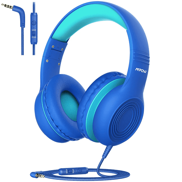 Mpow Kids Headphones for School Home Tablet Travel, Sharing Sounds Function, Foldable Wired Kids Headphones with Microphone