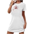 thumbnail image 1 of Sakmal Chemises de Nuit Douces pour Femmes Grande Taille Blanches Confortables Robe de Maison de Noël Courte Imprimé Joyeux Noël Manches Courtes Col Rond Chemises de Nuit P-2TG, 1 of 4